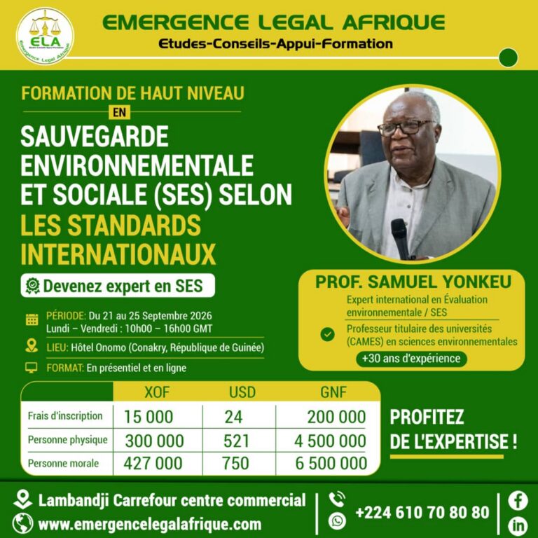 Sauvegarde environnementale et sociale selon les standards internationaux